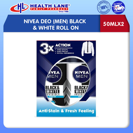 NIVEA DEO (MEN) BLACK &PUTIHROLL ON 50MLX2